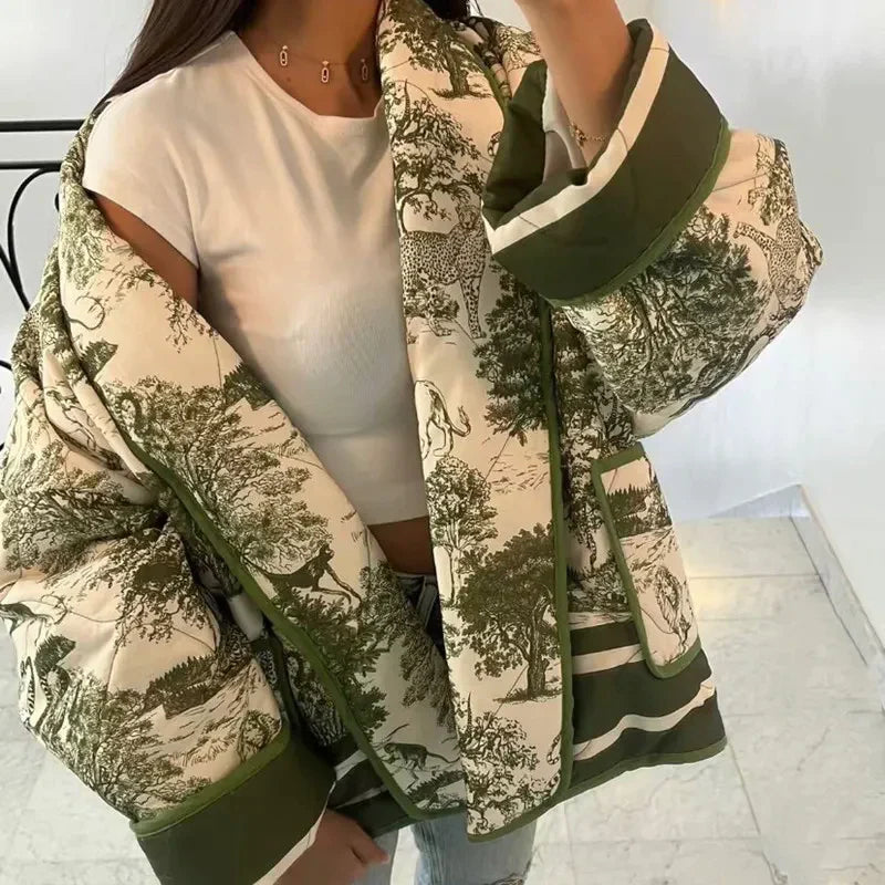 Chaqueta estampada con cuello de bufanda