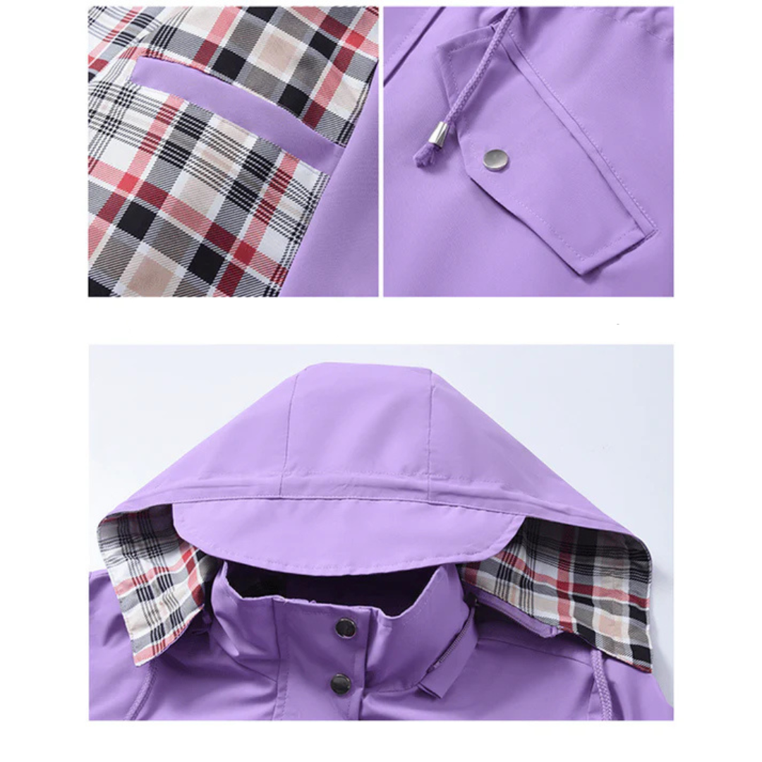 Fiora – Chaqueta impermeable con forro a cuadros