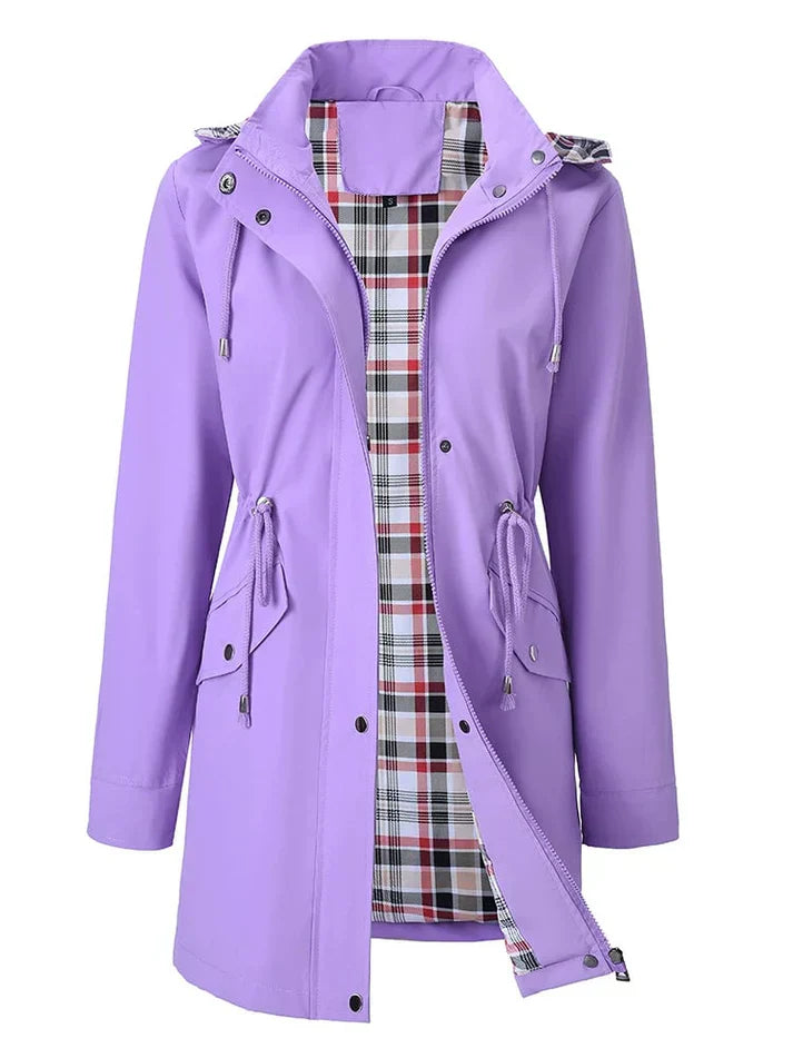 Fiora – Chaqueta impermeable con forro a cuadros
