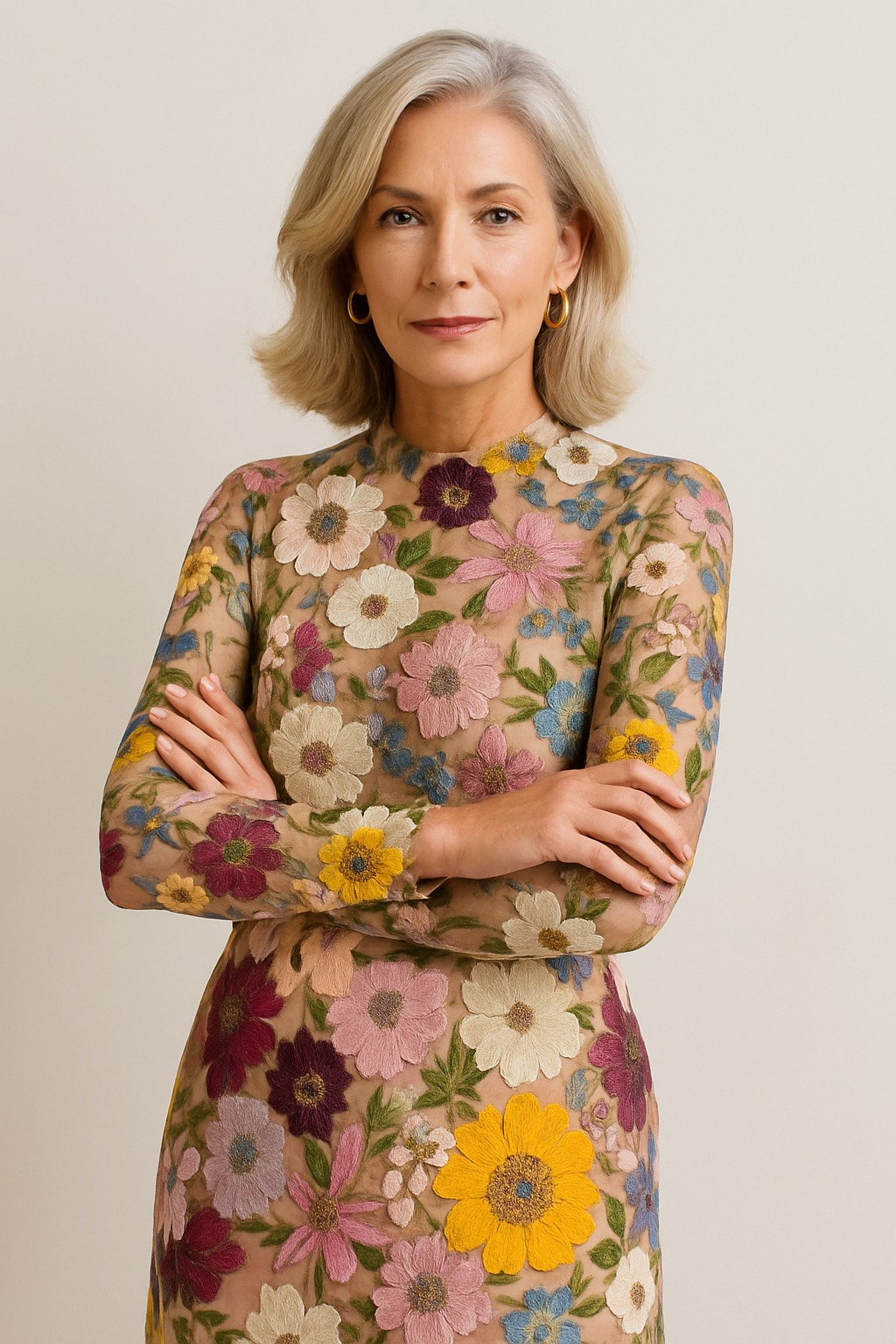 Vestido elegante con detalles florales 3D