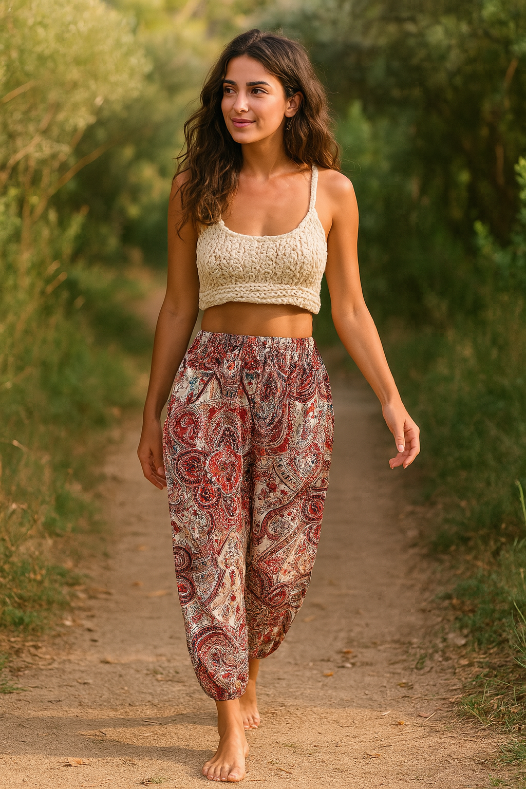 Pantalón elegante con inspiración cultural