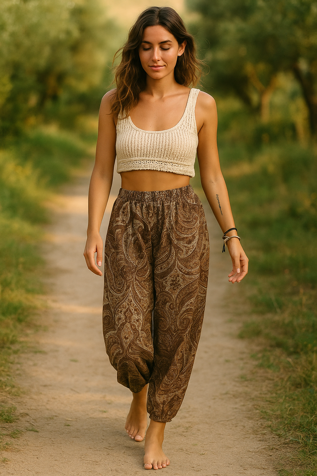 Pantalón elegante con inspiración cultural