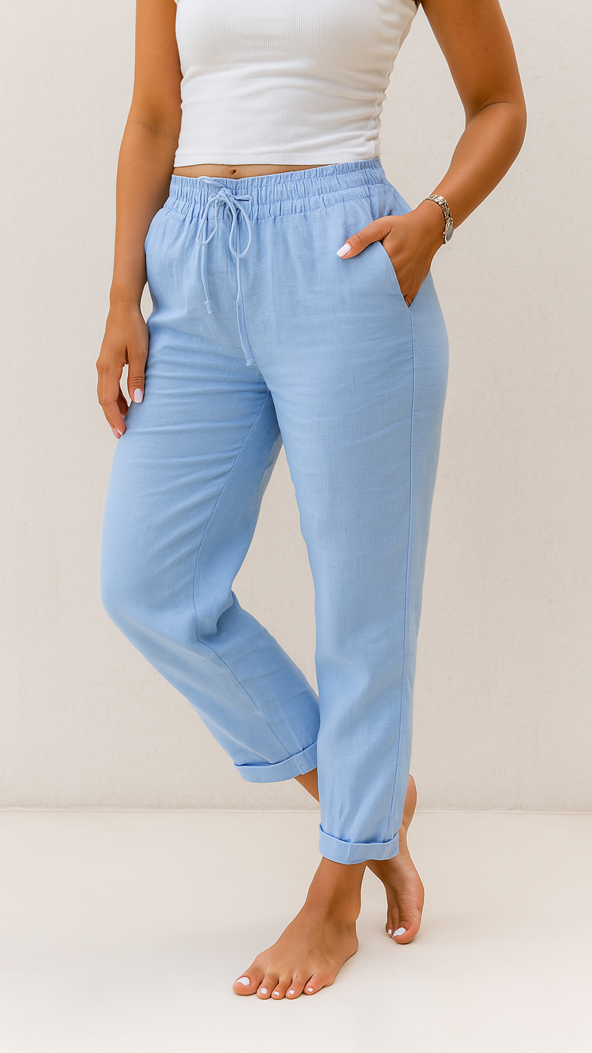 Pantalón de lino fresco y elegante